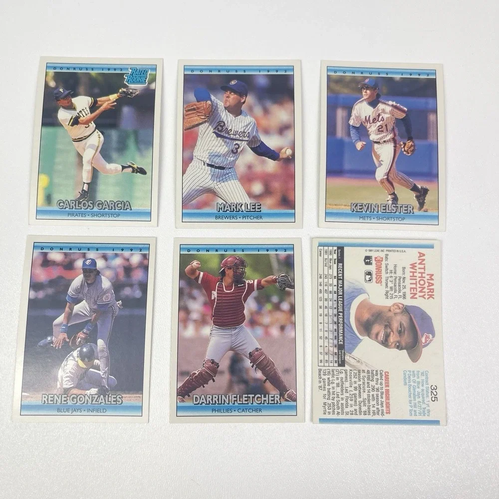 1992 Donruss Baseball Cards Set Of 6 Garcia Lee Elster Gonzalez Fletcher Whiten